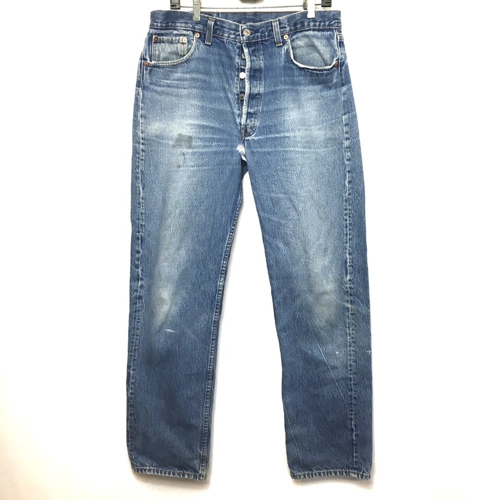 LEVI's 501 Y2K Red Tab Distressed Worn Work Jeans VTG Men 80’s Sz 36 x 34
